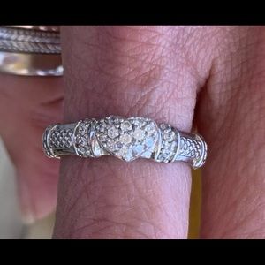 Judith Ripka SS Pave Diamonique Heart Ring